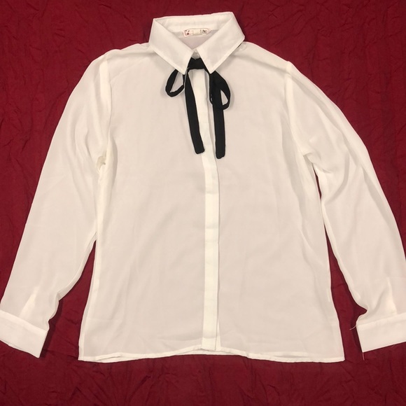 Sheer White Blouse NWOT - Picture 4 of 8